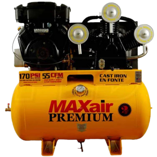 18HP Max Air Compressor (Gas-Powered, 55 Gal Horizontal Tank)