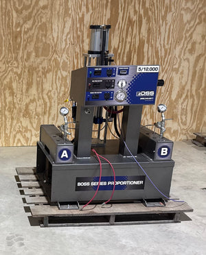 BOSS Series Proportioner machine on a wooden floor