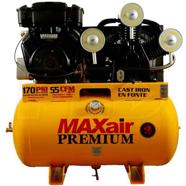 18HP Max Air Compressor (Gas-Powered, 55 Gal Horizontal Tank)