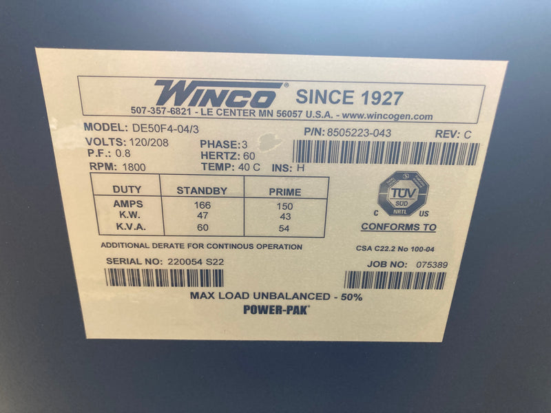 Load image into Gallery viewer, Winco DE50 47kW 3Ph Generator
